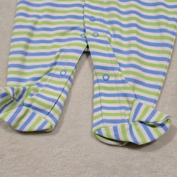 Carter’s ✦ Baby Sleep & Play ✦ 3M Striped Footie + Frog Bib Cotton Outfit NWT - Picture 3 of 9
